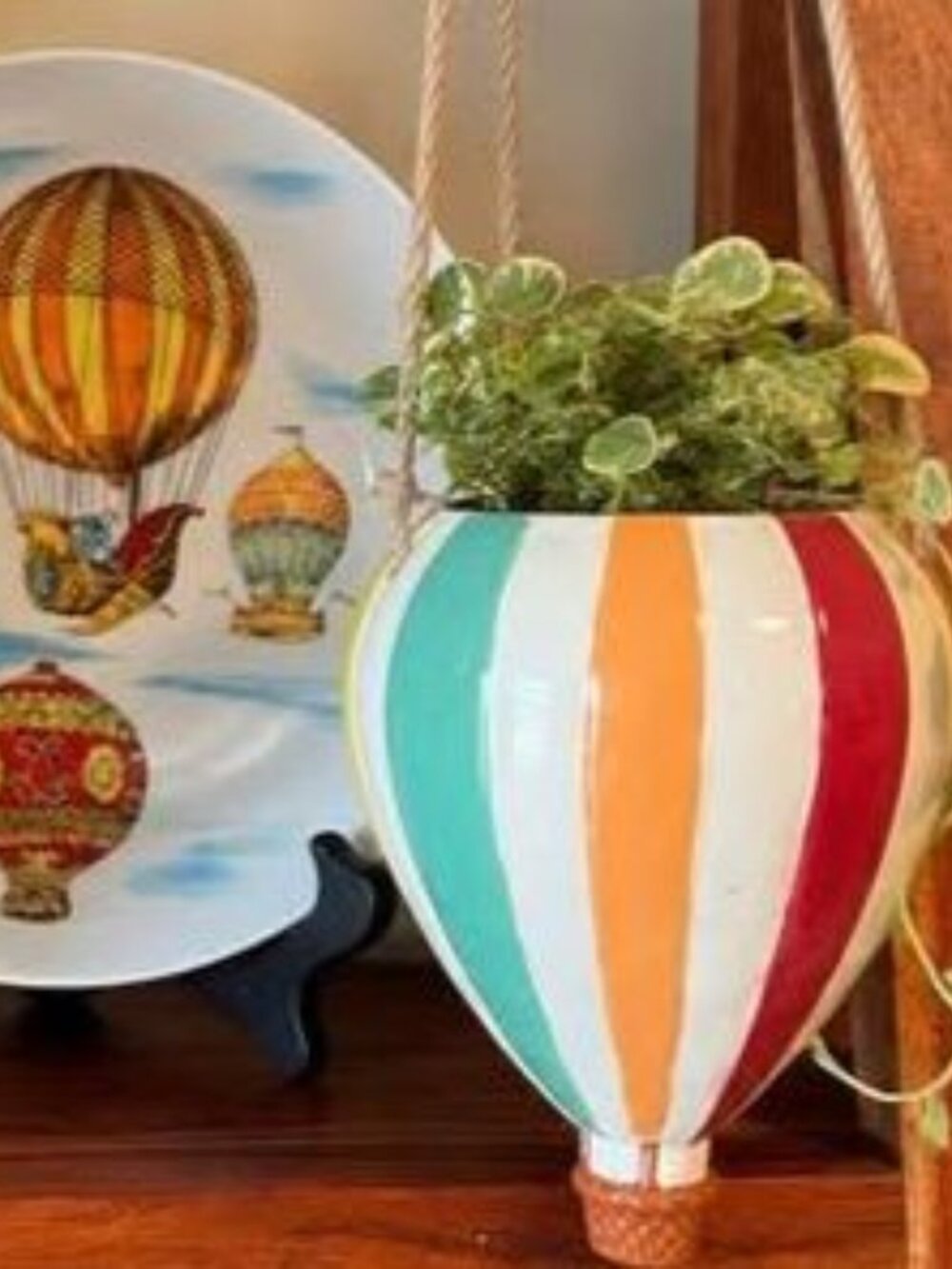 Ceramic Hot Air Balloon Hanging Planters / Décor Small only